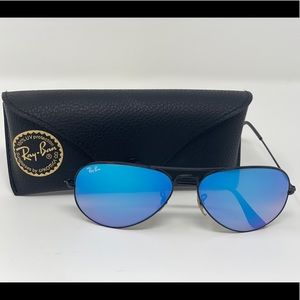 RAY BAN Aviator Large Sunglasses, Black/Blue, 58MM